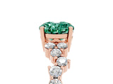 Rose gold Oval Cut Green Sapphire Scattered Round Accent Ring with Prong Setting_17