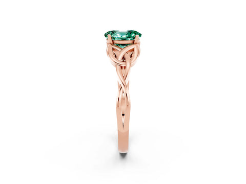 Rose gold Oval Cut Green Sapphire Solitaire Celtic Knot Ring with Four-Prong Setting_14
