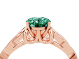Rose gold Oval Cut Green Sapphire Solitaire Celtic Knot Ring with Four-Prong Setting_16