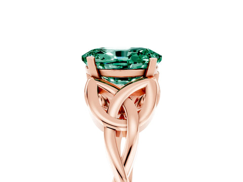 Rose gold Oval Cut Green Sapphire Solitaire Celtic Knot Ring with Four-Prong Setting_17