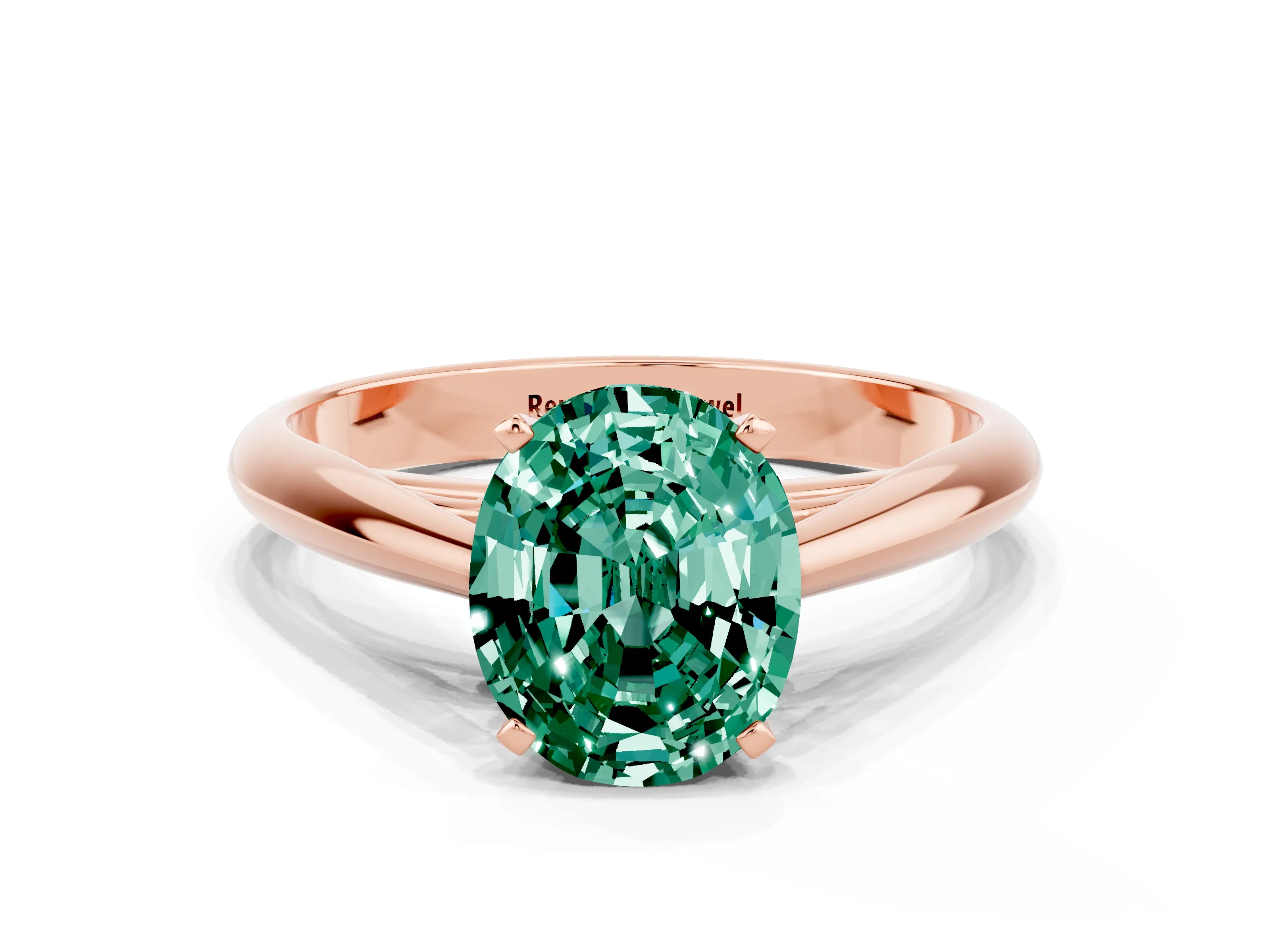 Rose gold Oval Cut Green Sapphire Solitaire Engagement Ring with Cathedral Setting and Four-Prong Mount_12