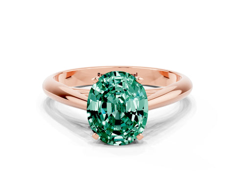 Rose gold Oval Cut Green Sapphire Solitaire Engagement Ring with Cathedral Setting and Four-Prong Mount_12