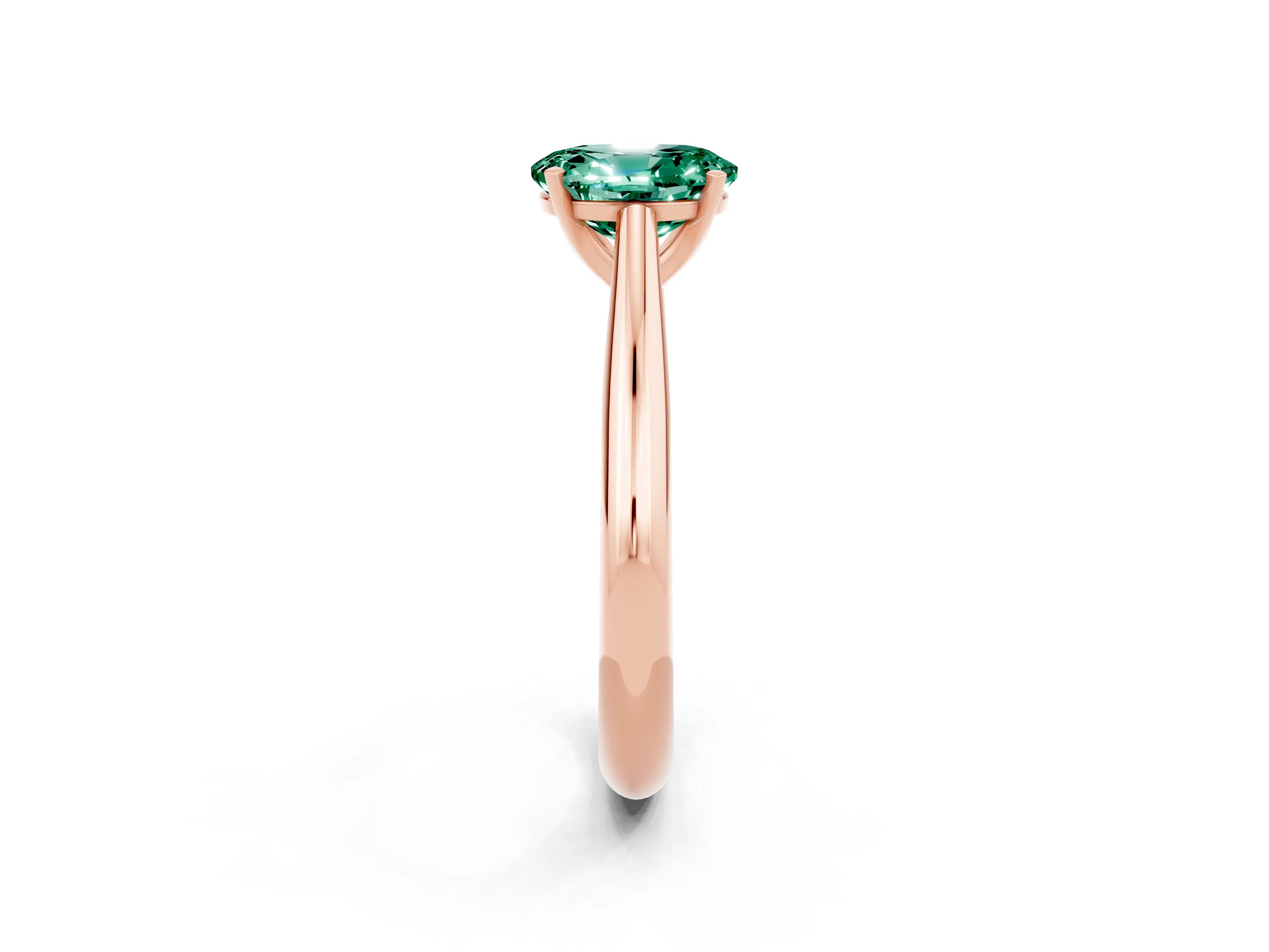 Rose gold Oval Cut Green Sapphire Solitaire Engagement Ring with Cathedral Setting and Four-Prong Mount_14