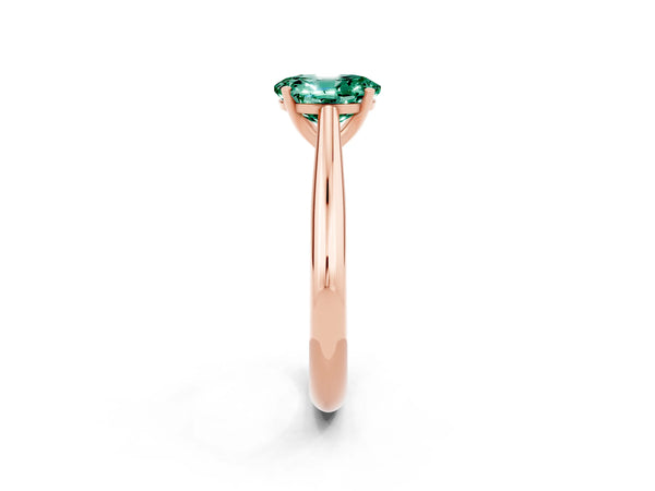 Rose gold Oval Cut Green Sapphire Solitaire Engagement Ring with Cathedral Setting and Four-Prong Mount