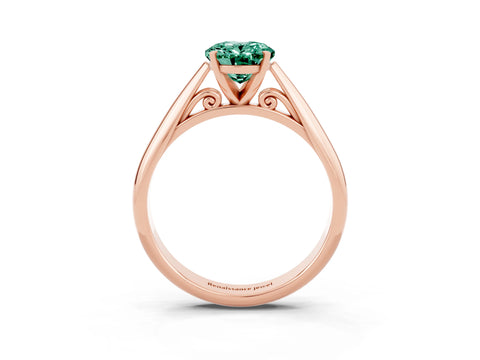 Rose gold Oval Cut Green Sapphire Solitaire Engagement Ring with Cathedral Setting and Four-Prong Mount_15