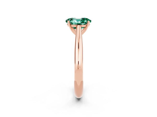 Rose gold Oval Cut Green Sapphire Solitaire Engagement Ring with Cathedral Setting and Four-Prong Mount