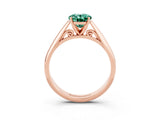 Rose gold Oval Cut Green Sapphire Solitaire Engagement Ring with Cathedral Setting and Four-Prong Mount_27