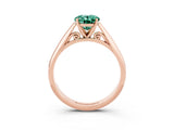Rose gold Oval Cut Green Sapphire Solitaire Engagement Ring with Cathedral Setting and Four-Prong Mount_69