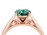 Rose gold Oval Cut Green Sapphire Solitaire Engagement Ring with Cathedral Setting and Four-Prong Mount_70