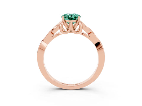 Rose gold Oval Cut Green Sapphire Solitaire Engagement Ring with Celtic Knot Band and Four-Prong Setting_3