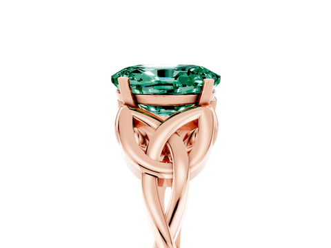 Rose gold Oval Cut Green Sapphire Solitaire Engagement Ring with Celtic Knot Band and Four-Prong Setting_5