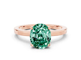 Rose gold Oval Cut Green Sapphire Solitaire Engagement Ring with Classic Band and Four-Prong Setting_24