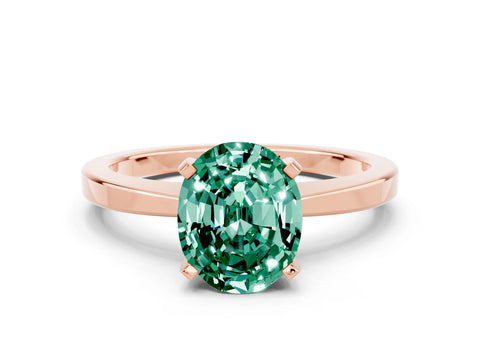 Rose gold Oval Cut Green Sapphire Solitaire Engagement Ring with Classic Band and Four-Prong Setting_24