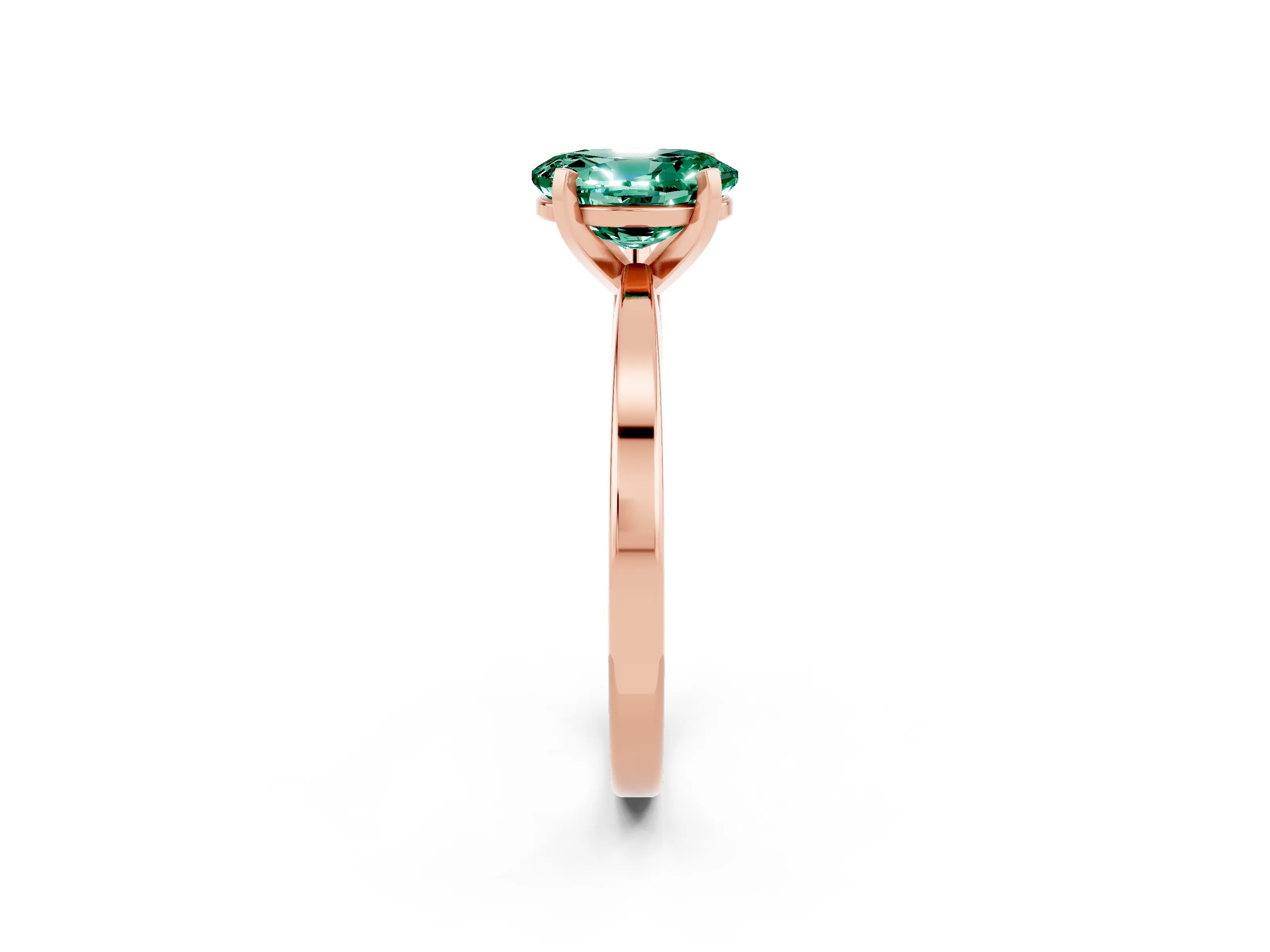 Rose gold Oval Cut Green Sapphire Solitaire Engagement Ring with Classic Band and Four-Prong Setting_26