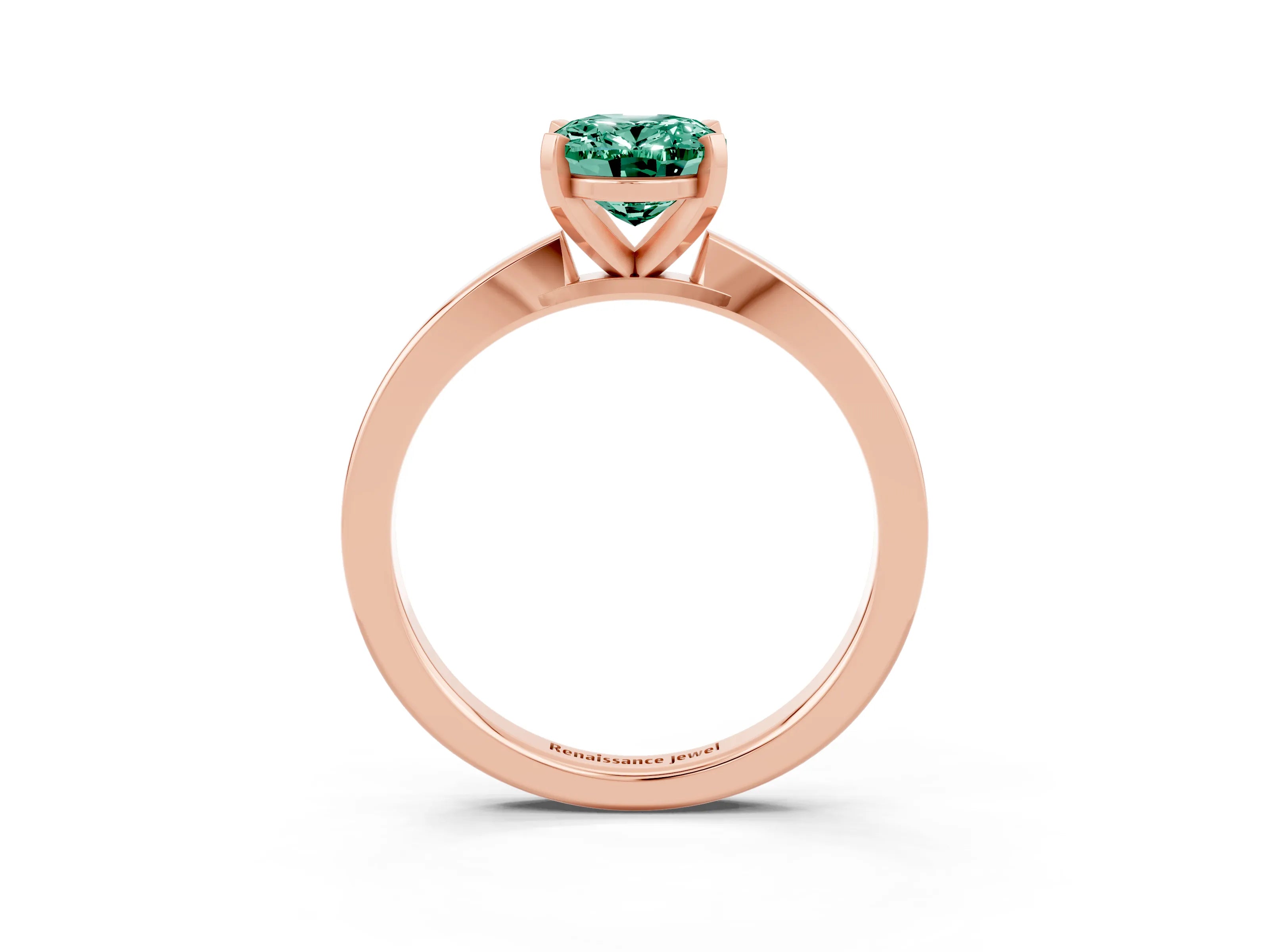 Rose gold Oval Cut Green Sapphire Solitaire Engagement Ring with Classic Band and Four-Prong Setting_27