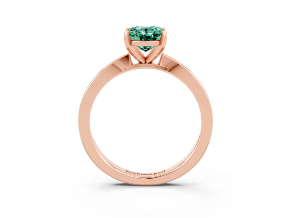 Rose gold Oval Cut Green Sapphire Solitaire Engagement Ring with Classic Band and Four-Prong Setting