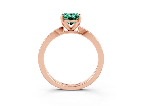 Rose gold Oval Cut Green Sapphire Solitaire Engagement Ring with Classic Band and Four-Prong Setting_27