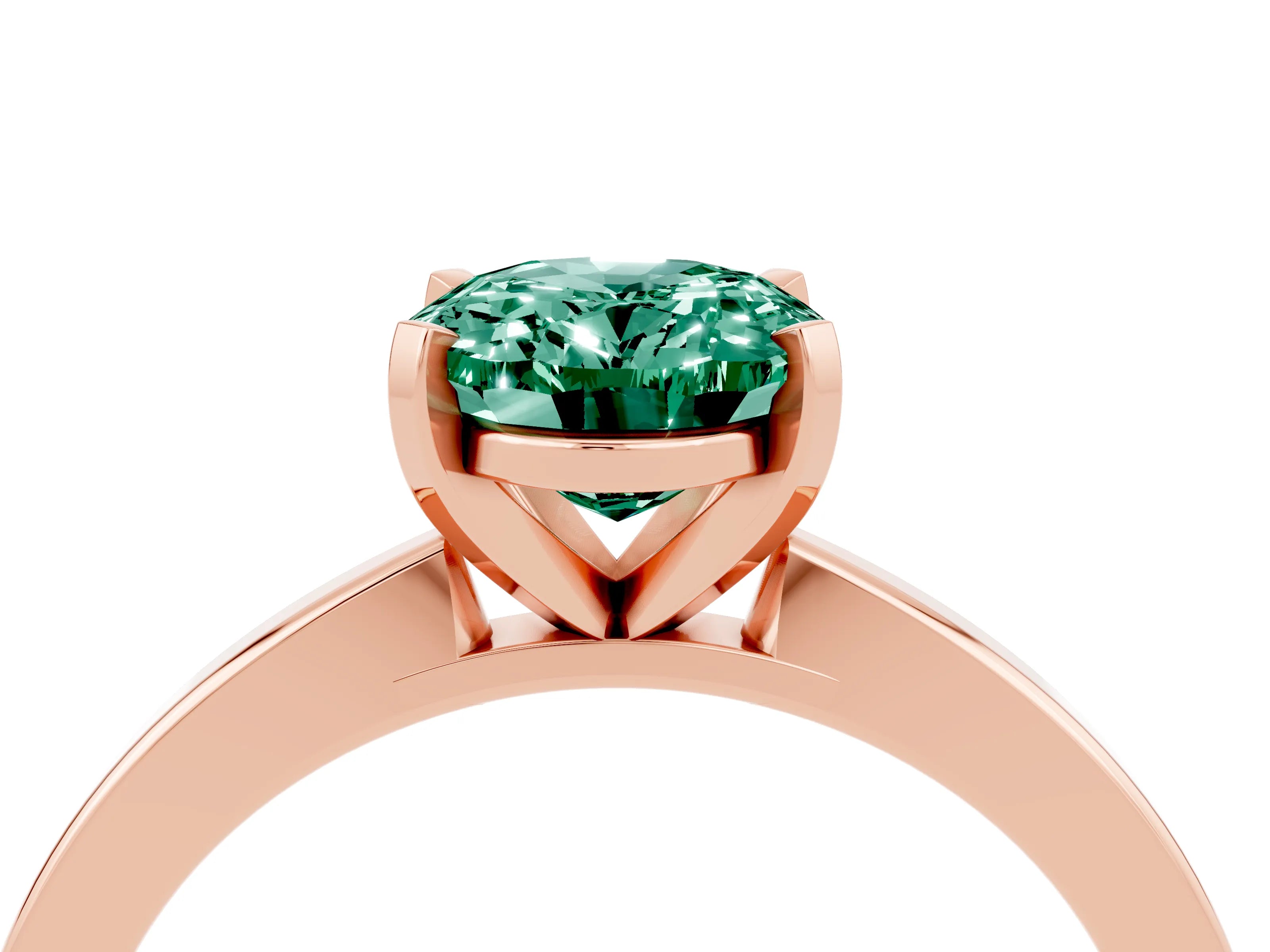 Rose gold Oval Cut Green Sapphire Solitaire Engagement Ring with Classic Band and Four-Prong Setting_28
