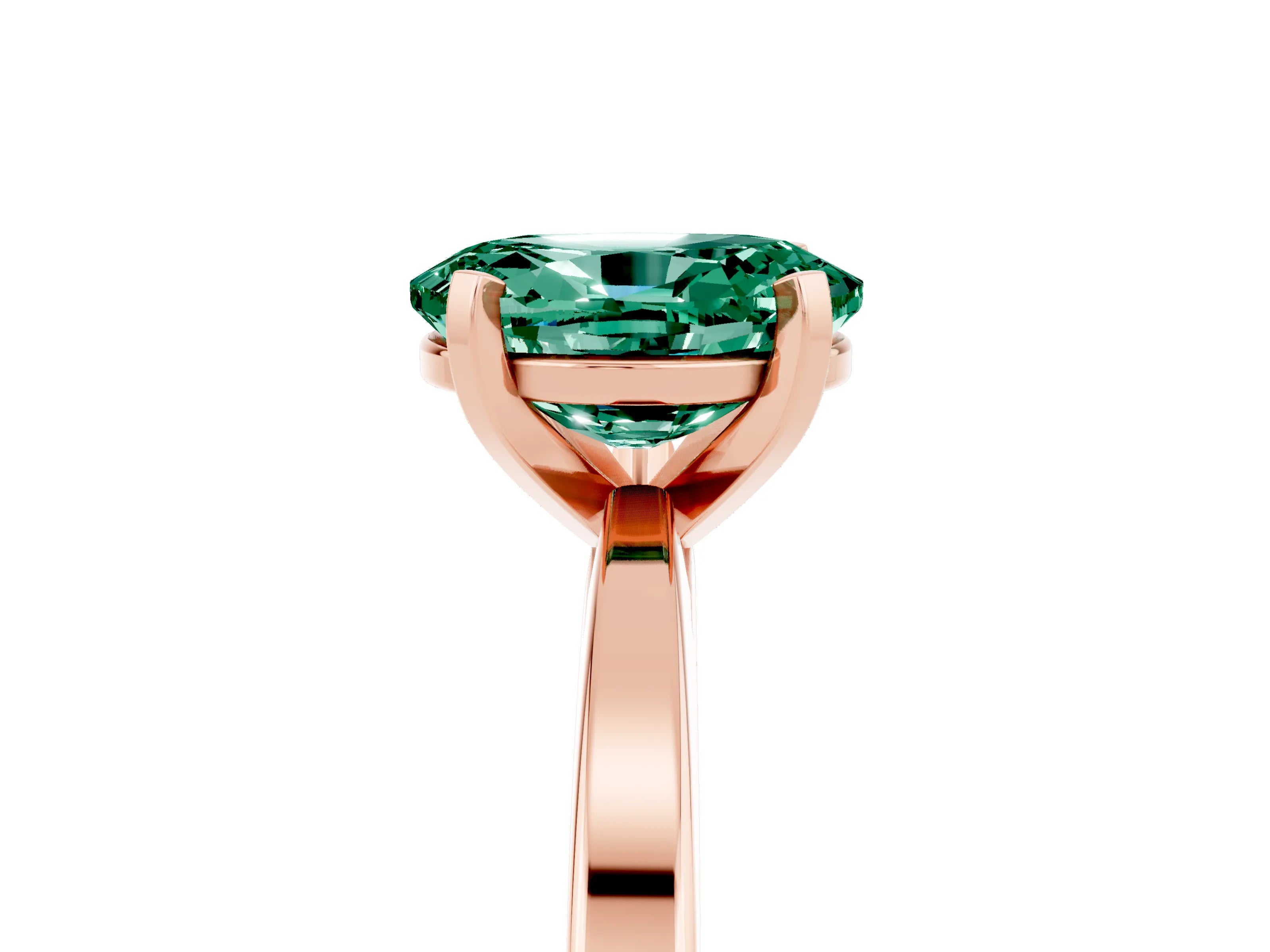 Rose gold Oval Cut Green Sapphire Solitaire Engagement Ring with Classic Band and Four-Prong Setting_29