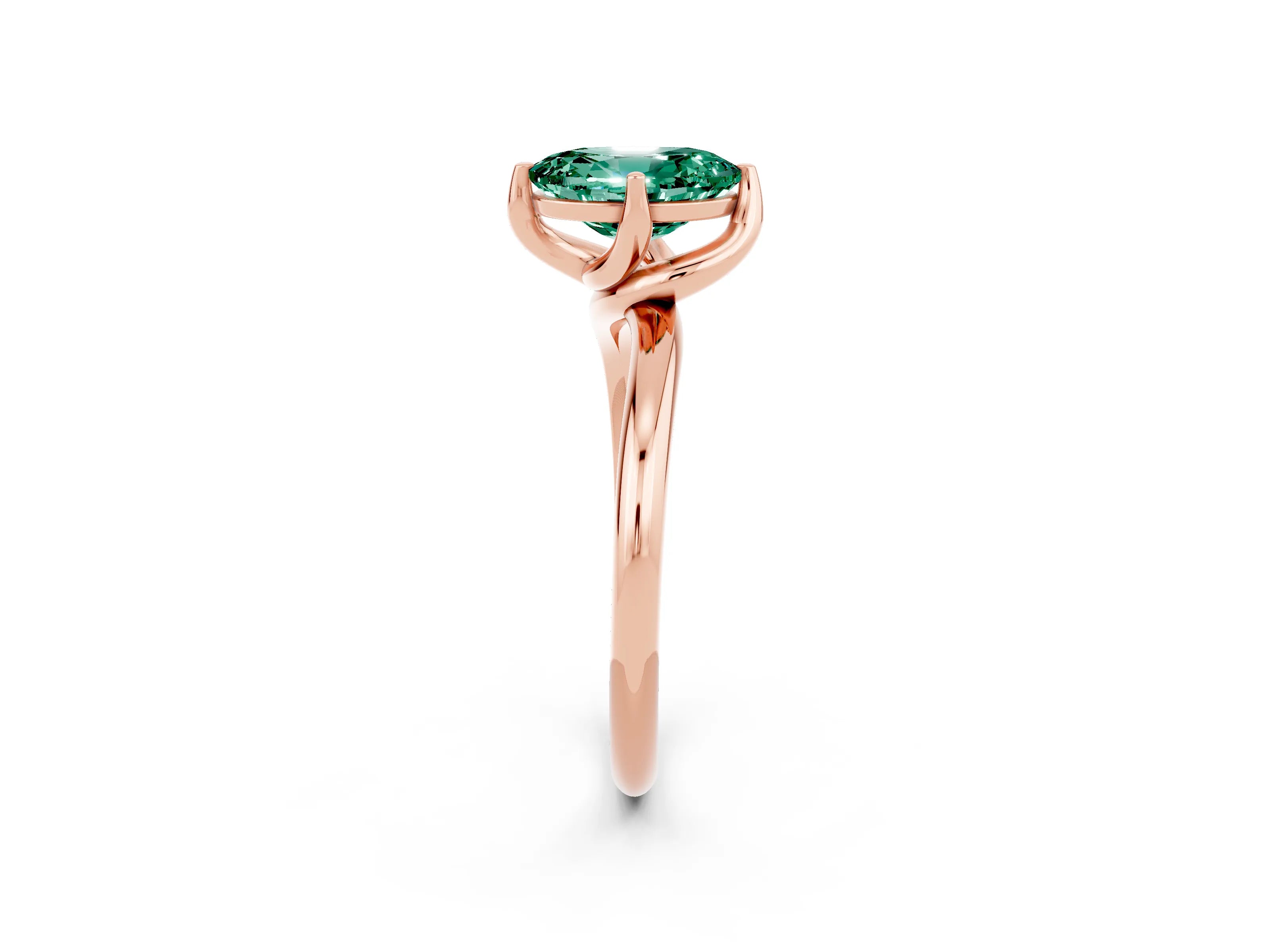 Rose gold Oval Cut Green Sapphire Solitaire Engagement Ring with Four-Prong Setting and Classic Band_14