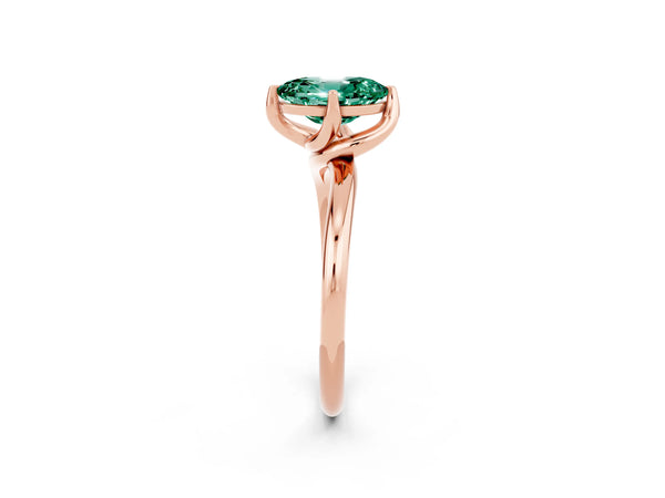 Rose gold Oval Cut Green Sapphire Solitaire Engagement Ring with Four-Prong Setting and Classic Band