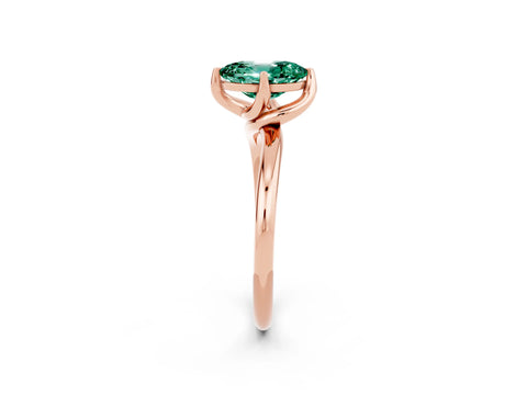 Rose gold Oval Cut Green Sapphire Solitaire Engagement Ring with Four-Prong Setting and Classic Band_14