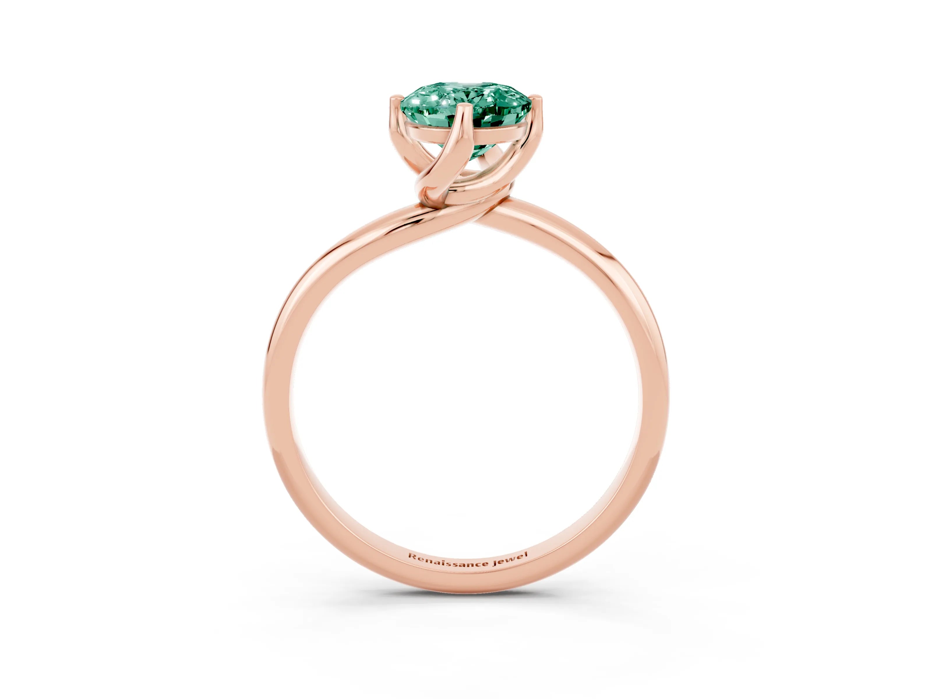 Rose gold Oval Cut Green Sapphire Solitaire Engagement Ring with Four-Prong Setting and Classic Band_15