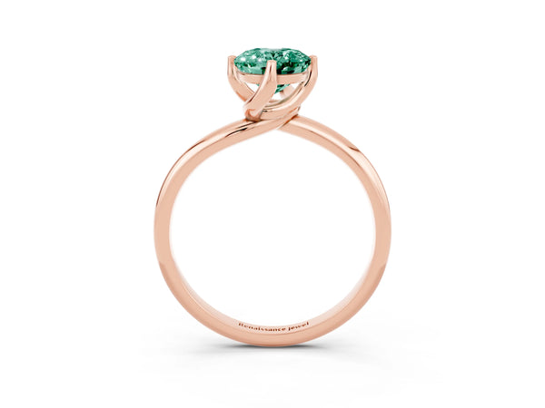 Rose gold Oval Cut Green Sapphire Solitaire Engagement Ring with Four-Prong Setting and Classic Band