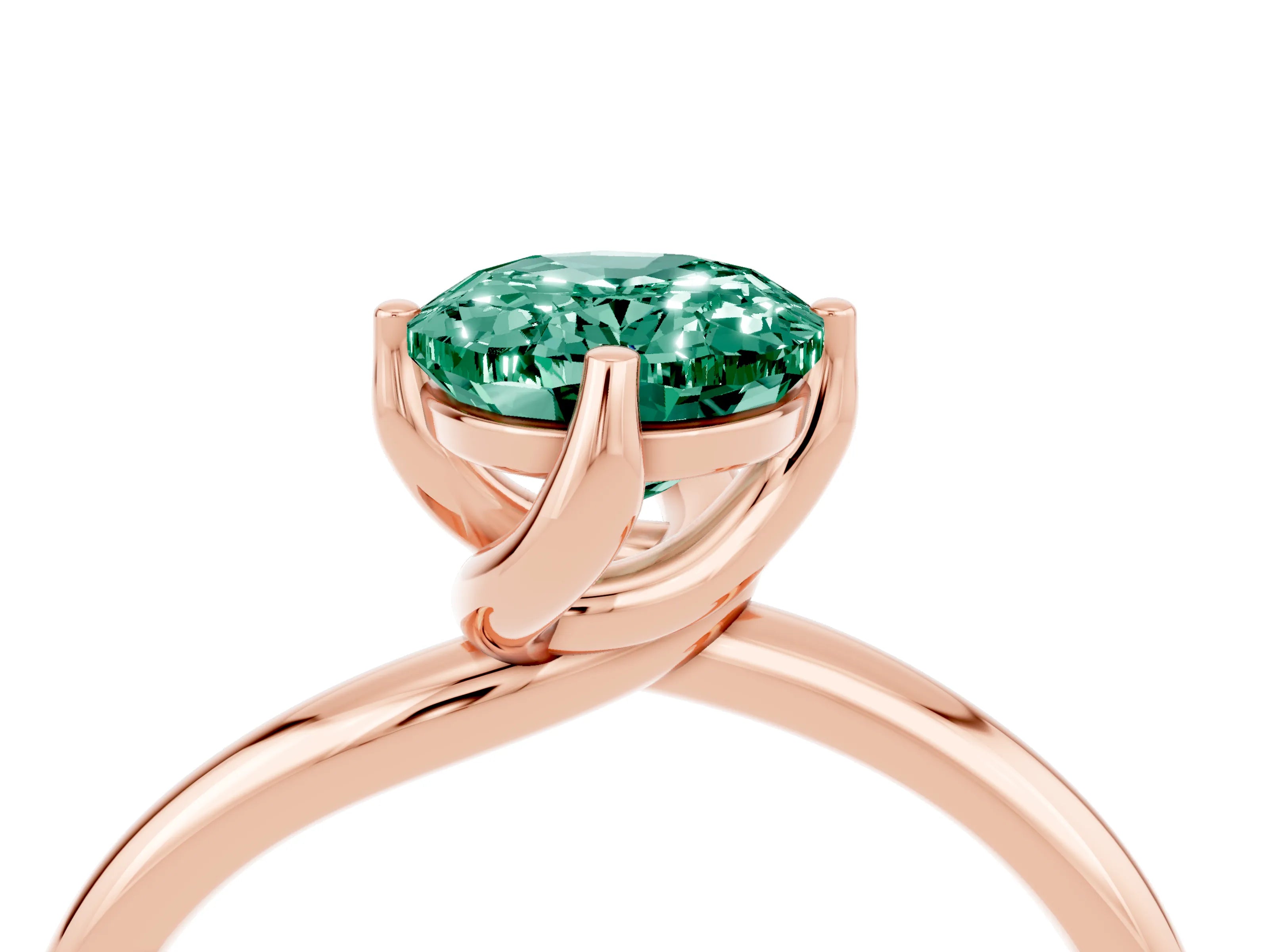Rose gold Oval Cut Green Sapphire Solitaire Engagement Ring with Four-Prong Setting and Classic Band_16