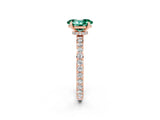 Rose gold Oval Cut Green Sapphire Solitaire Engagement Ring with Pavé Band and Four-Prong Setting_2