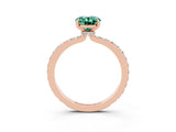 Rose gold Oval Cut Green Sapphire Solitaire Engagement Ring with Pavé Band and Four-Prong Setting_3