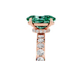 Rose gold Oval Cut Green Sapphire Solitaire Engagement Ring with Pavé Band and Four-Prong Setting_5