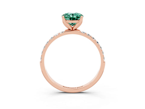Rose gold Oval Cut Green Sapphire Solitaire Engagement Ring with Pavé Band and Prong Setting_3