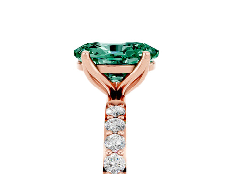 Rose gold Oval Cut Green Sapphire Solitaire Engagement Ring with Pavé Band and Prong Setting_5
