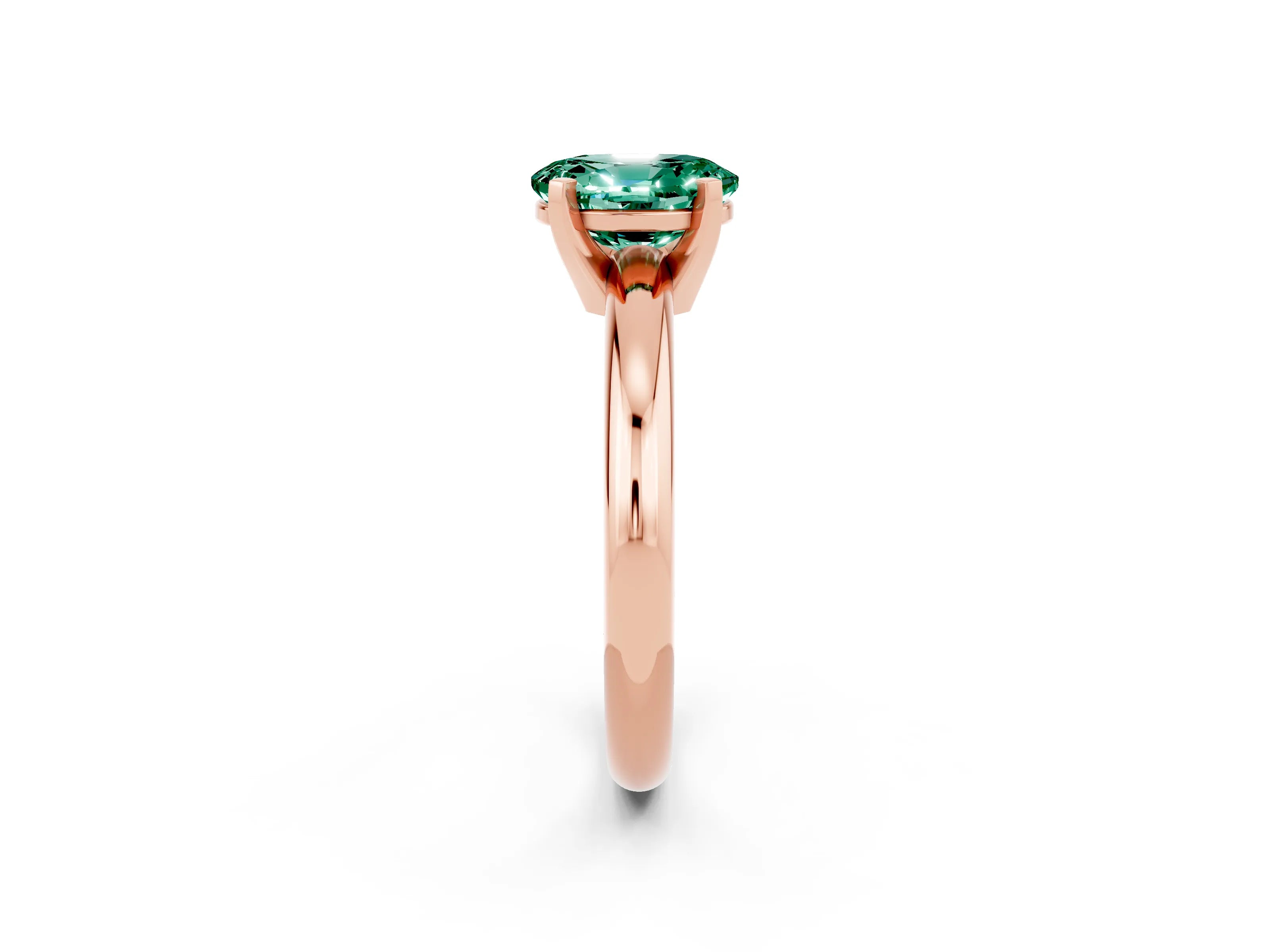 Rose gold Oval Cut Green Sapphire Solitaire Engagement Ring with Round Band and Four-Prong Setting_2