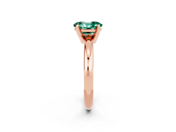 Rose gold Oval Cut Green Sapphire Solitaire Engagement Ring with Round Band and Four-Prong Setting