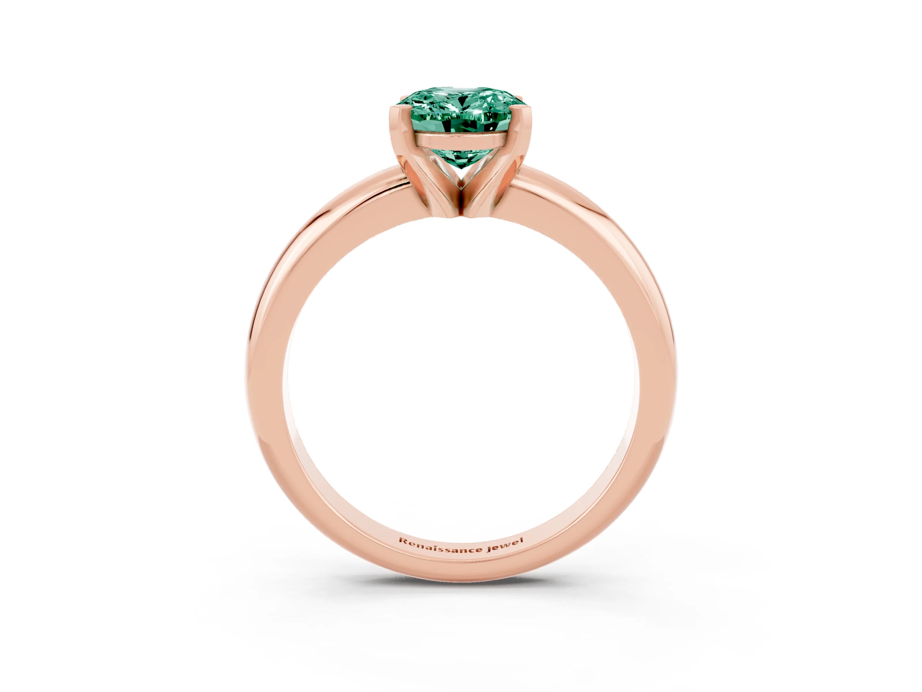 Rose gold Oval Cut Green Sapphire Solitaire Engagement Ring with Round Band and Four-Prong Setting_3
