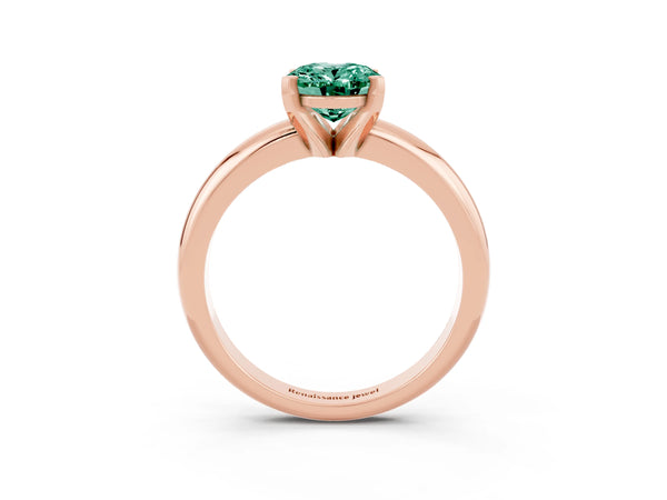 Rose gold Oval Cut Green Sapphire Solitaire Engagement Ring with Round Band and Four-Prong Setting