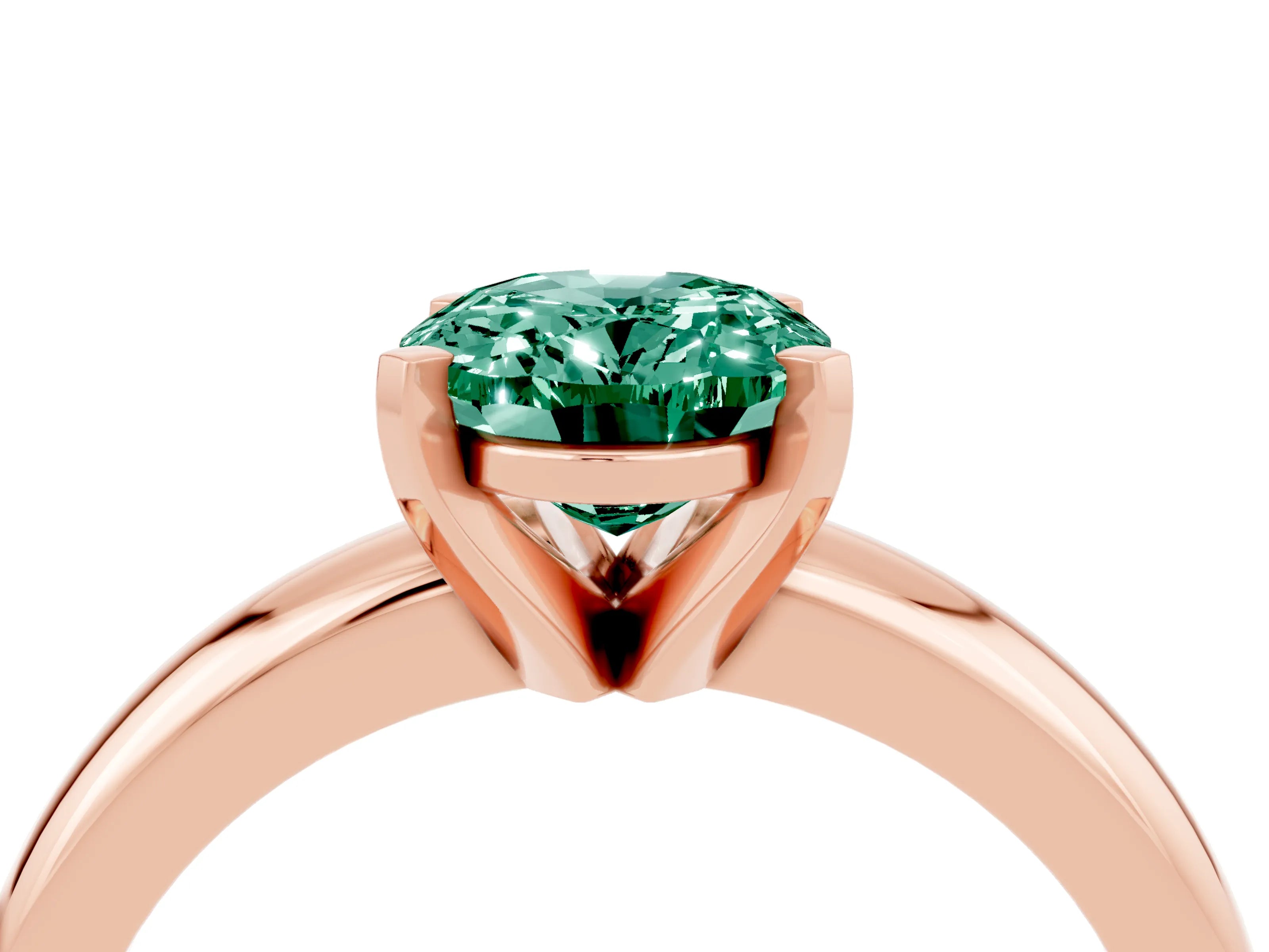 Rose gold Oval Cut Green Sapphire Solitaire Engagement Ring with Round Band and Four-Prong Setting_4