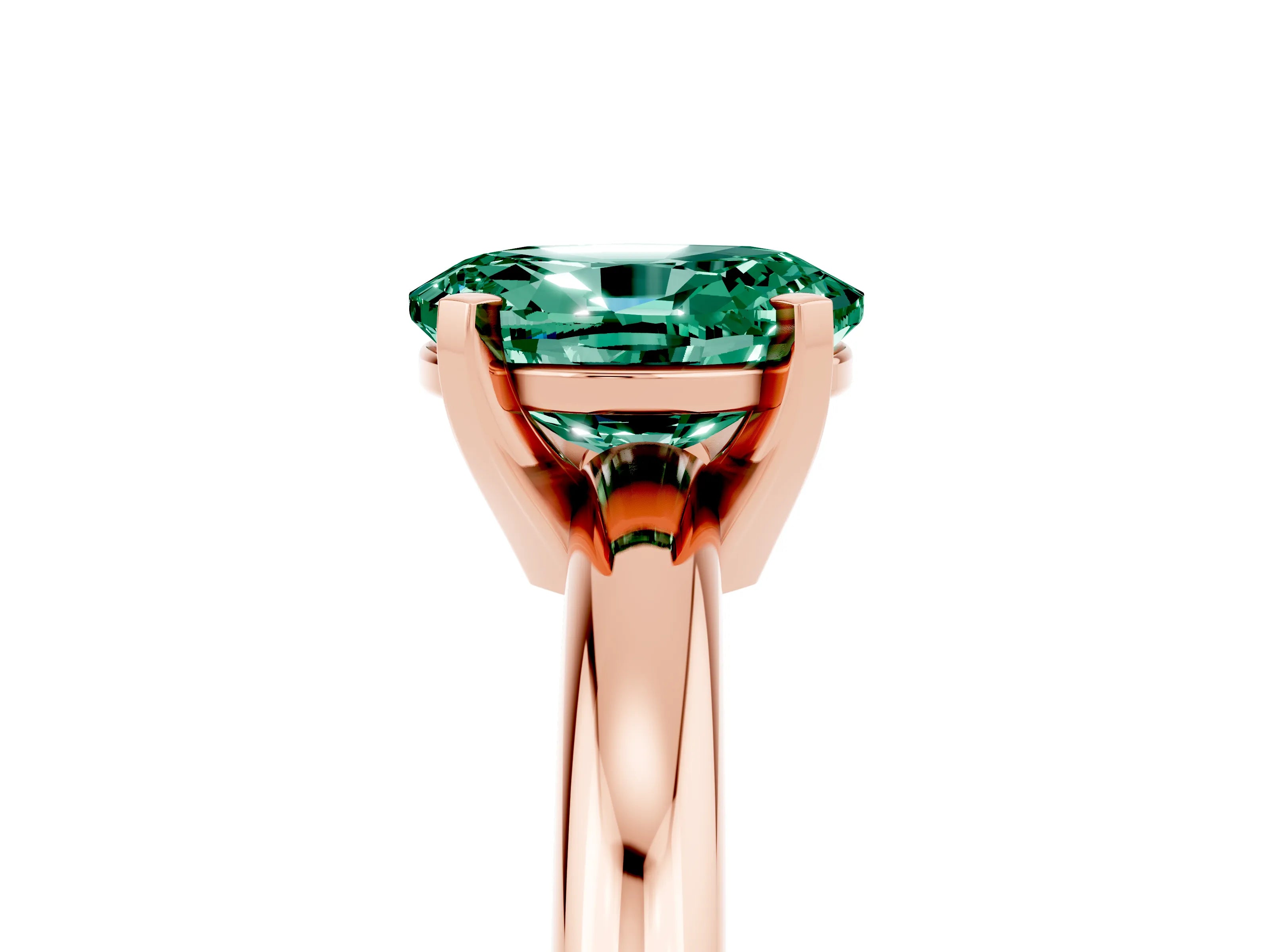Rose gold Oval Cut Green Sapphire Solitaire Engagement Ring with Round Band and Four-Prong Setting_5