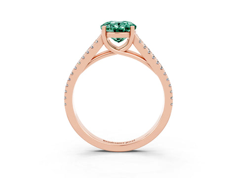 Rose gold Oval Cut Green Sapphire Solitaire Engagement Ring with Split Shank Pavé Band_3