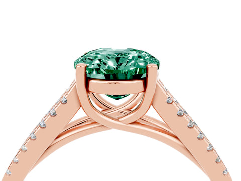 Rose gold Oval Cut Green Sapphire Solitaire Engagement Ring with Split Shank Pavé Band_4