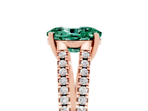 Rose gold Oval Cut Green Sapphire Solitaire Engagement Ring with Split Shank Pavé Band_5