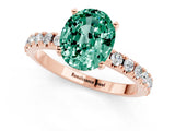Rose gold Oval Cut Green Sapphire Solitaire Pavé Band with Four-Prong Setting_1