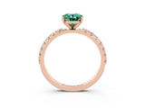 Rose gold Oval Cut Green Sapphire Solitaire Pavé Band with Four-Prong Setting_3