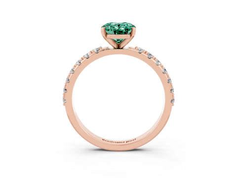Rose gold Oval Cut Green Sapphire Solitaire Pavé Band with Four-Prong Setting_3