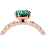 Rose gold Oval Cut Green Sapphire Solitaire Pavé Band with Four-Prong Setting_4
