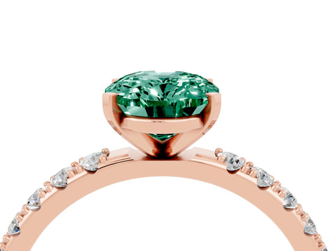 Rose gold Oval Cut Green Sapphire Solitaire Pavé Band with Four-Prong Setting_4