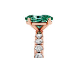 Rose gold Oval Cut Green Sapphire Solitaire Pavé Band with Four-Prong Setting_5