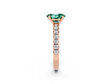 Rose gold Oval Cut Green Sapphire Solitaire Pavé Engagement Ring with Round Band and Prong Setting_14
